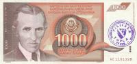 p2d from Bosnia and Herzegovina: 1000 Dinara from 1992